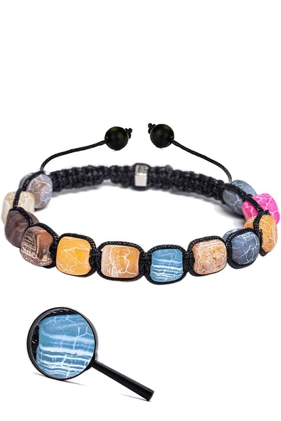 Sertifikalı Doğal Renkli Akik Taşı Doğal Taş Bileklik ürün görseli