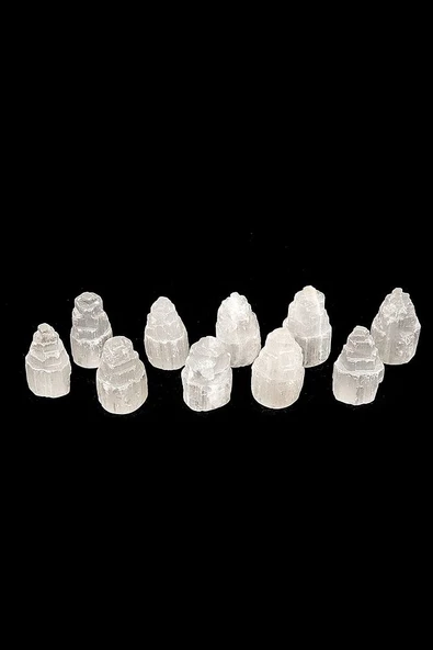 Sertifikalı Doğal Selenit Taşı Doğal Taş Kule Parça (6 Cm) - 5