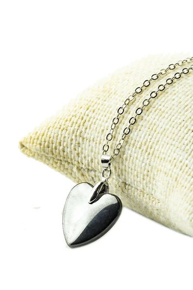 Sertifikalı Kalp Model Gerçek Terahertz Taşı Kolye (TİTREŞİM TAŞI) ürün görseli