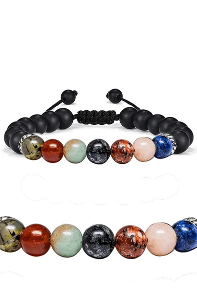 Sertifikalı Öğrenci Bilekliği Akik Kalsit Amazonit Labradorit Mercan Lapis Doğal Taş Bileklik ürün görseli