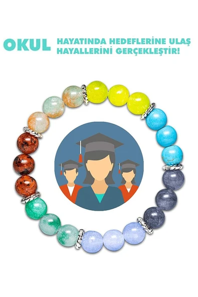 Öğrenci Bilekliği Kuvars Amazonit Mercan Akik Akuamarin Firuze Doğal Taş Bileklik