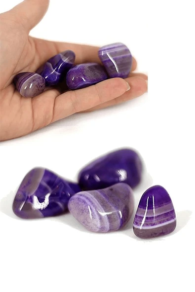 Sertifikalı Cilalı Doğal Mor Akik Taşı Kütle - 3 Adet - Resim 3