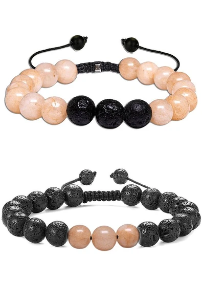 Sertifikalı Doğal Lav - Güneş Taşı Bileklik Seti ürün görseli