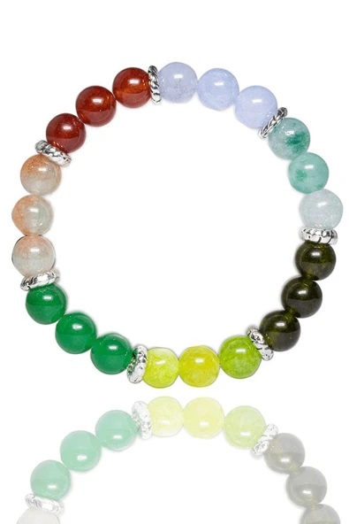 Sertifikalı Öğrenci Bilekliği Akik Akuamarin Amazonit Aventurin Morganit Yeşim Zebercet Doğal Taş - Resim 2