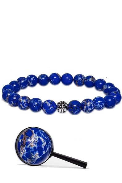 Sertifikalı A+ Gümüş Aparatlı Doğal Mavi Varisit Taşı Bileklik - Resim 2