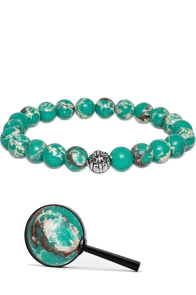 Sertifikalı Gerçek Gümüş Aparatlı Doğal Yeşil Varisit Taşı Bileklik - Resim 2