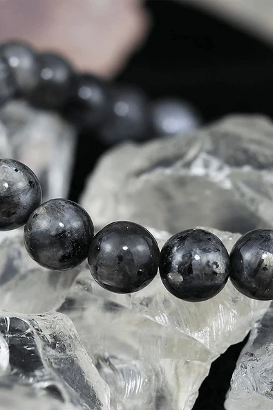 Sertifikalı Gümüş Aparatlı Doğal Labradorit Taşı Bileklik - Resim 2