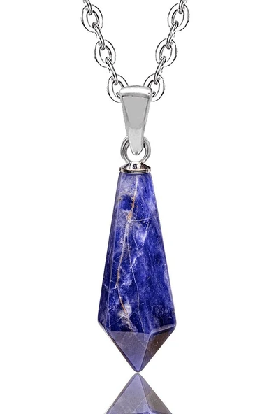 Sertifikalı Gümüş Aparatlı Doğal Lapis Lazuli Taşı Kolye - Resim 2