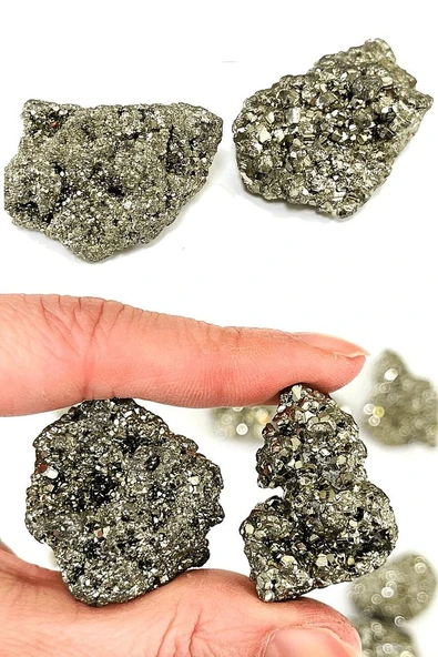 Sertifikalı Ham İşlenmemiş Doğal Pirit Taşı Kütle 30-35 mm - Bereket ve Güç Taşı - Resim 3