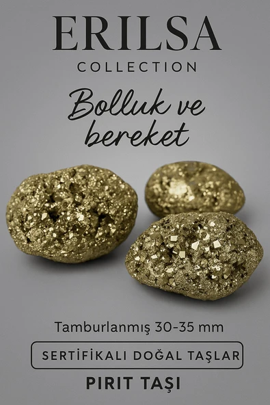 Sertifikalı Ham İşlenmemiş Doğal Pirit Taşı Kütle 30-35 mm - Bereket ve Güç Taşı ürün görseli