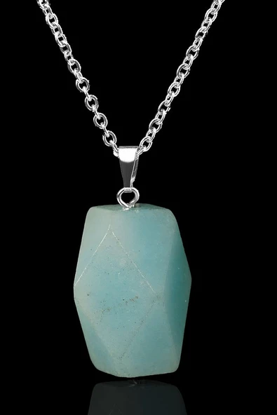 Sertifikalı Fasetli Doğal Akuamarin Taşı Kolye - 1.kalite ürün görseli