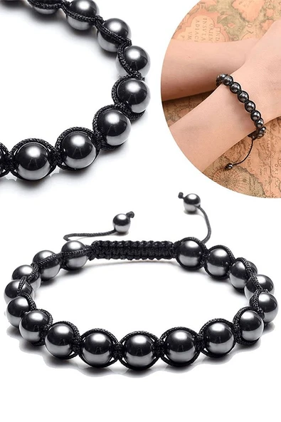 Sertifikalı A Kalite Orijinal Terahertz Taşı Bileklik - Titreşim Taşı ürün görseli