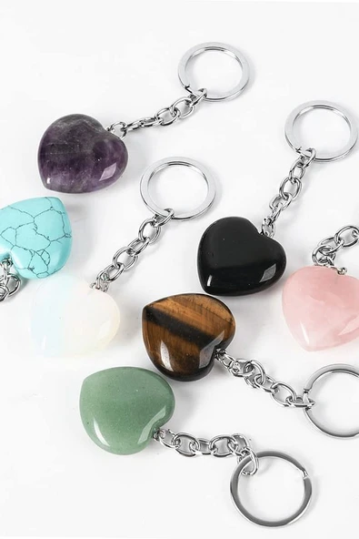 Sertifikalı Aventurin Taşı Doğal Taş Anahtarlık - 3