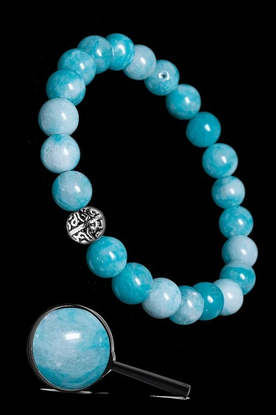 Sertifikalı Gümüş Aparatlı Doğal Amazonit Taşı Bileklik ürün görseli