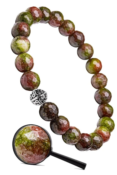 Sertifikalı Gümüş Aparatlı Fasetli Doğal Hint Akik Taşı Bileklik - Resim 2