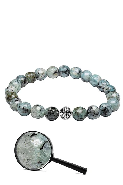 Sertifikalı Gümüş Aparatlı Fasetli Açık Mavi Doğal Kuvars Taşı Bileklik - Resim 2