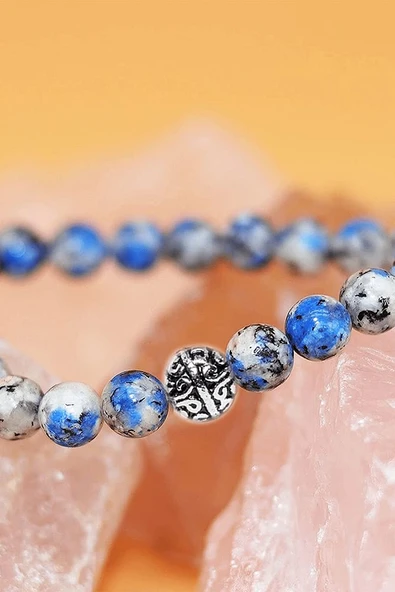 Sertifikalı Gümüş Aparatlı Doğal Sodalit Taşı Bileklik - Resim 3