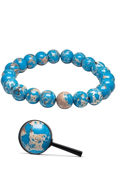 Sertifikalı Aaa Kalite Doğal Mavi Varisit Taşı Bileklik - Resim 2