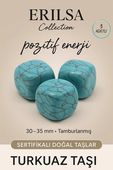 Sertifikalı Tamburlanmış Doğal Firuze Turkuaz Taşı Kütle (3 Adet) – Bereket ve Koruma Taşı ürün görseli