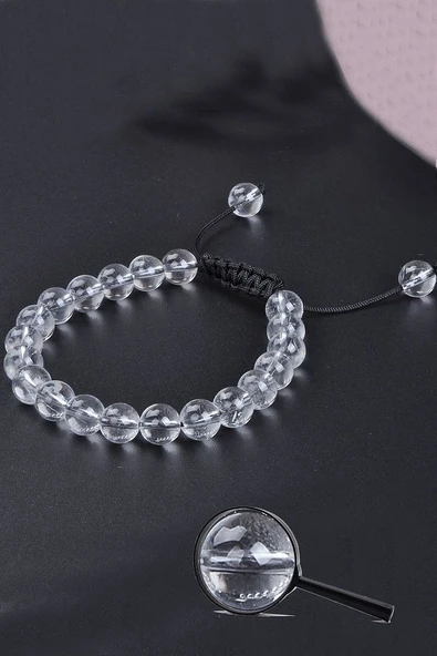 Sertifikalı A Kalite Şeffaf Doğal Kristal Kuvars Taşı Bileklik ürün görseli