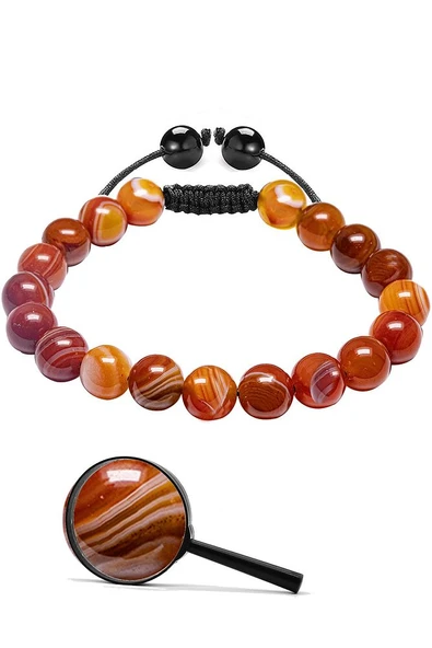 Sertifikalı Aaa Kalite Kızıl Doğal Karnelyan Karneol Akik Taşı Bileklik - Resim 2