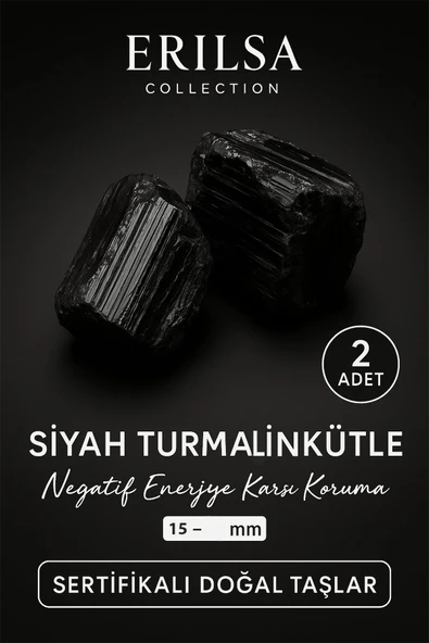 Sertifikalı Ham İşlenmemiş Doğal Turmalin Taşı Kütle 2’li Set – Negatif Enerji Koruma ürün görseli