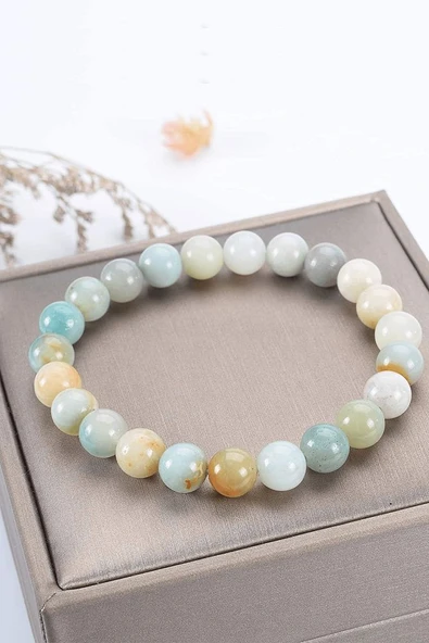 Sertifikalı Aaa Kalite Doğal Amazonit Taşı Bileklik - Resim 2