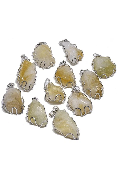 Sertifikalı Gümüş Aparatlı Aaa Kalite Doğal Sitrin Taşı Kolye - El Işleme - Resim 2