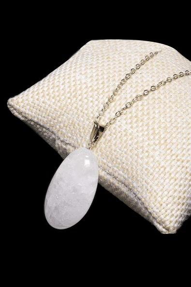 Sertifikalı Tımbıl Model Kristal Kuvars Taşı Kolye - Gümüş Aparatlı - Resim 2