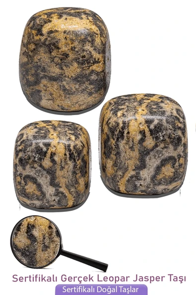 Sertifikalı Doğal Leopar Kahverengi Sarı Jasper Taşı Kütle ürün görseli