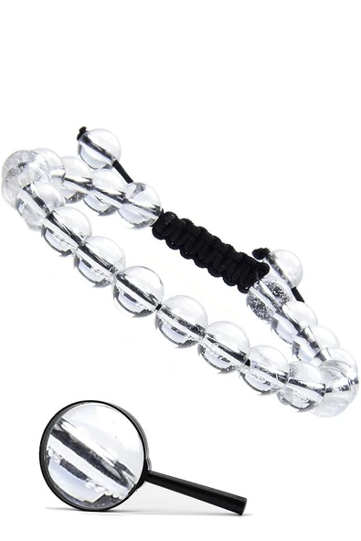 Sertifikalı A Kalite Şeffaf Doğal Kristal Kuvars Taşı Bileklik - Resim 3