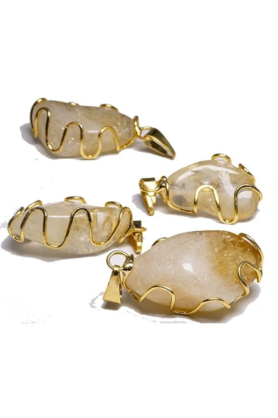 Sertifikalı 24k Altın Kaplama Doğal Sitrin Taşı Kolye - Resim 2