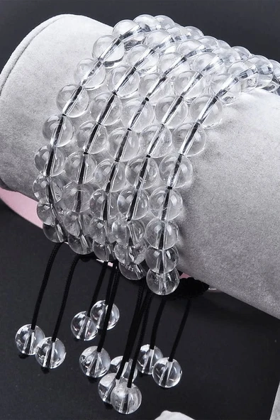 Sertifikalı A Kalite Şeffaf Doğal Kristal Kuvars Taşı Bileklik - Resim 2