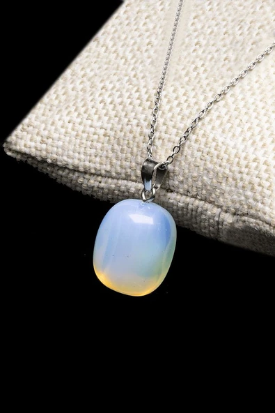 Sertifikalı Gümüş Aparatlı Doğal Opal Taşı Kolye
