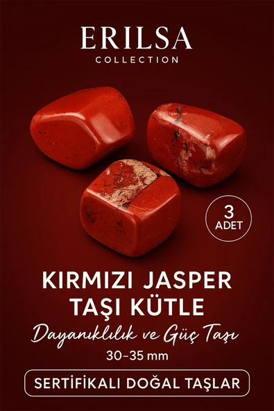 Sertifikalı Kırmızı Jasper Taşı Kütle (3 Adetli) – Dayanıklılık ve Güç Taşı 30-35 mm ürün görseli