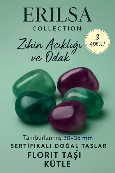 Sertifikalı Doğal Florit Taşı Kütle 3 Adet – Zihin Açıklığı, Odak ve Enerji Dengeleyici ürün görseli
