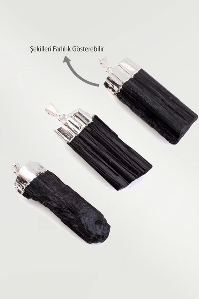 Sertifikalı Ham Işlenmemiş Doğal Turmalin Taşı Kolye - Resim 2