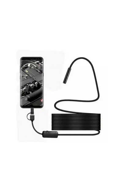 Endoskop Yılan Video Kamera Led li 10 Metre 7 Mm Sert Kablo