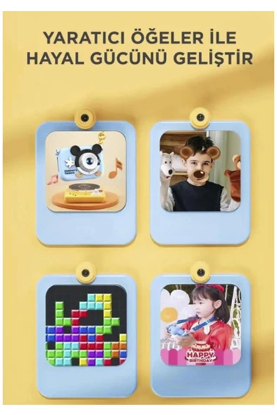 Mini 1080p Hd Çocuk Kamera Dijital Fotoğraf Makinesi 2.0 Inç Ekran 5 Adet Oyun Pembe - 7