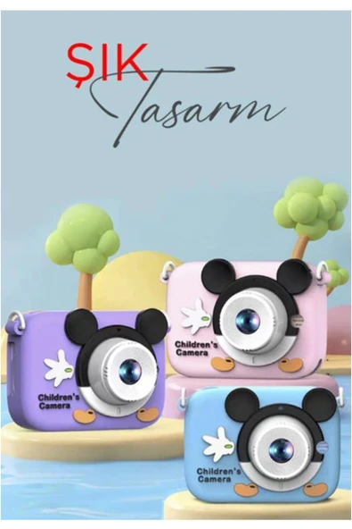 Mini 1080p Hd Çocuk Kamera Dijital Fotoğraf Makinesi 2.0 Inç Ekran 5 Adet Oyun Pembe - 4