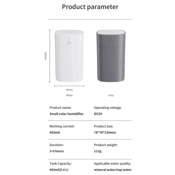 Ozmik SD09 Hava Nemlendirici Buhar Makinesi Ve Aroma Difüzörü H2O Humidifier 400 Ml Ultrasonik Siyah - 5