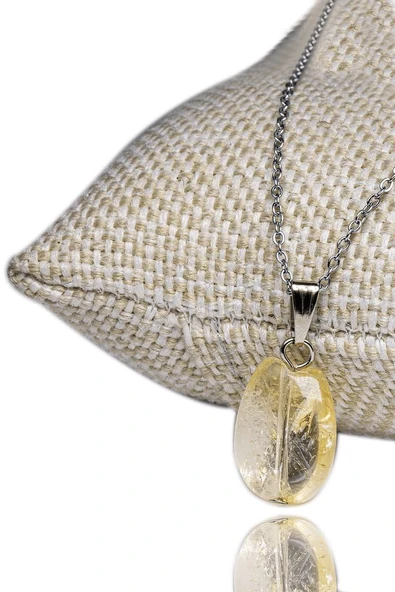 Sertifikalı A Kalite Doğal Sitrin Taşı Kolye ürün görseli