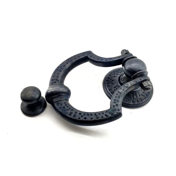 Antika Tarz Dekoratif Pirinç Dövme Kapı Tokmağı, Taktak - 150x105 Mm, Oksit - 1