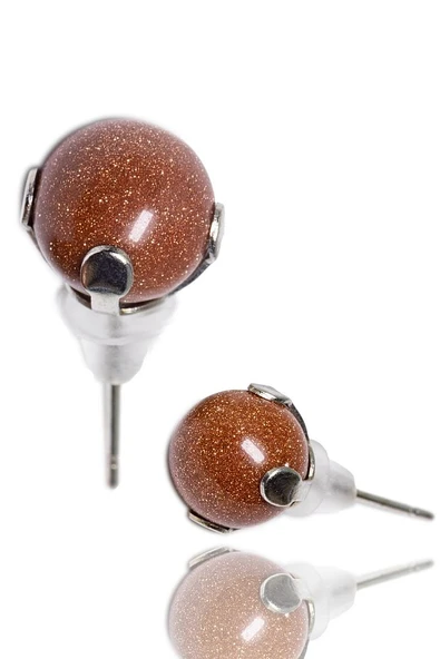 Sertifikalı Doğal Kahverengi Yıldız Taşı Nokta Doğal Taş Küpe ürün görseli