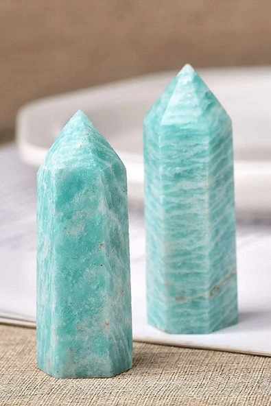 Sertifikalı 1.kalite Doğal Amazonit Doğal Taş Piramit Kazık Obelisk Parça - Resim 2