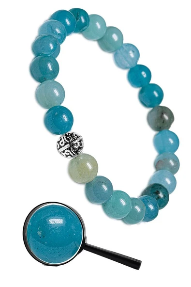 Sertifikalı Gümüş Aparatlı Doğal Mavi Akik Taşı Bileklik ürün görseli