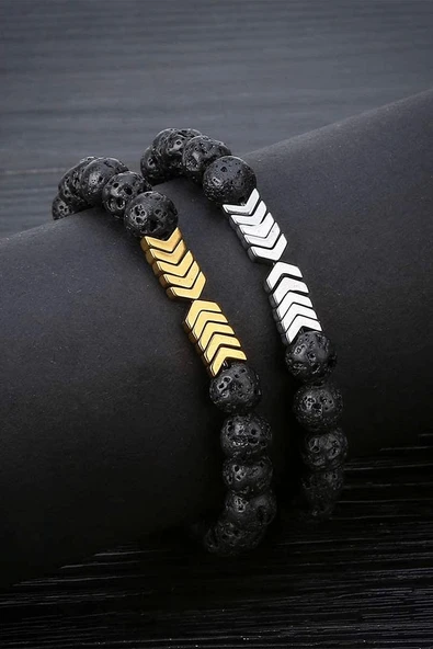 Sertifikalı Doğal Lav Mavi Hematit Taşı Doğal Taş Bileklik - Resim 2