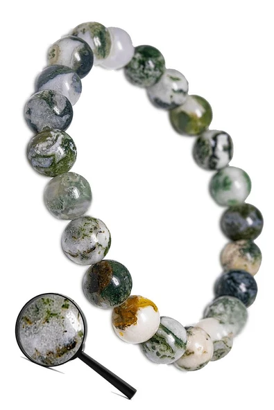 Sertifikalı Aaa Kalite Doğal Hint Yosun Akik Taşı Bileklik ürün görseli 1