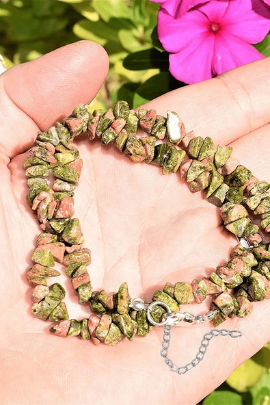 Sertifikalı Doğal Unakit Kırık Taşlı Kolye - Resim 2