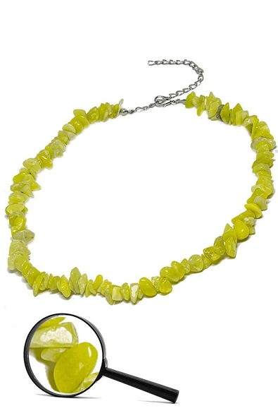 Sertifikalı Doğal Zebercet - Peridot Kırık Taşlı Kolye - Resim 2